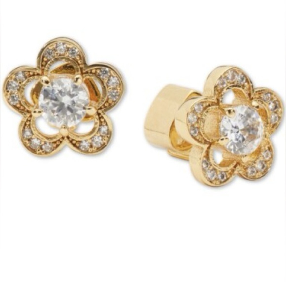 Kate Spade | Womens Cubic Zirconia Jeweled Scallops Flower Stud Earrings NWT